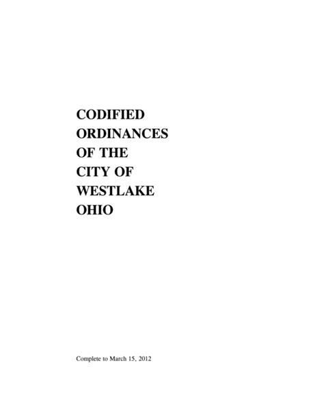westlake codified ordinances.